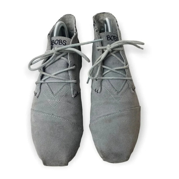 Bobs  by Sketchers Grey Suede Lace Up Ankle Bootie - Picture 5 of 10